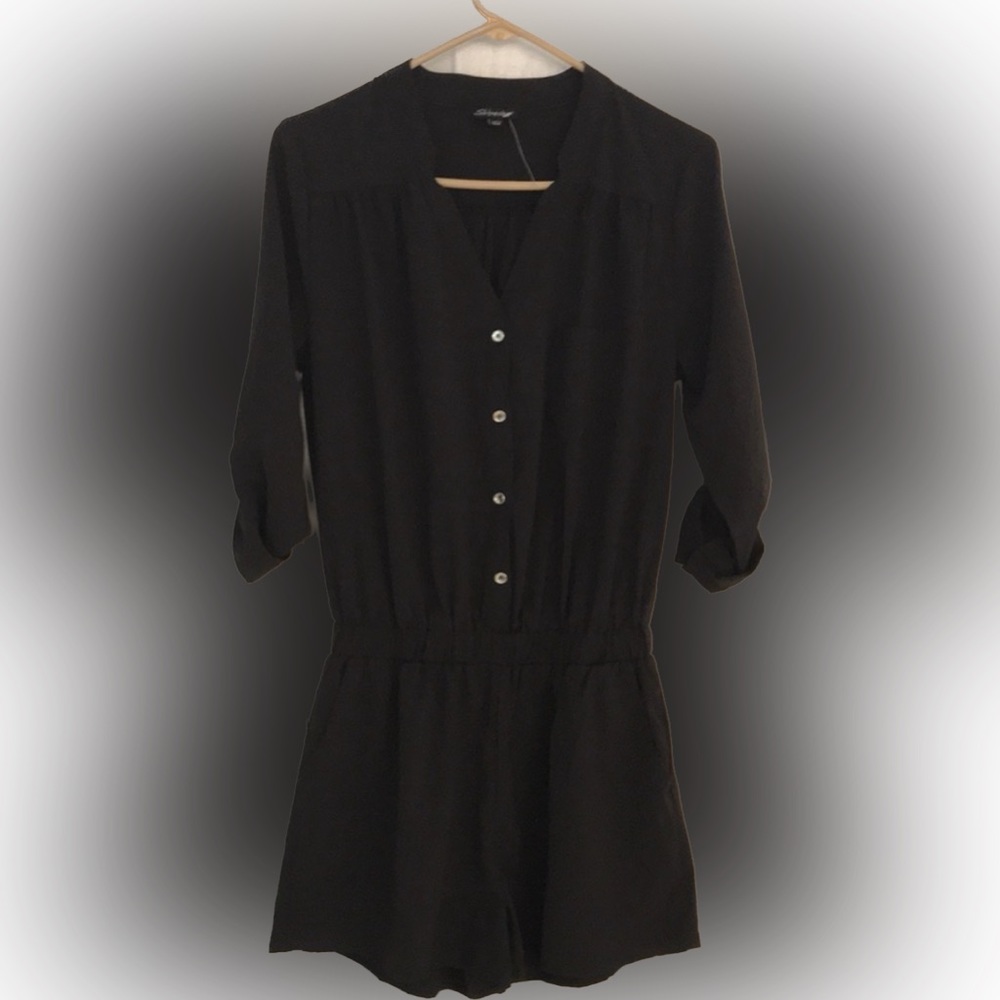 Black V-neck Romper